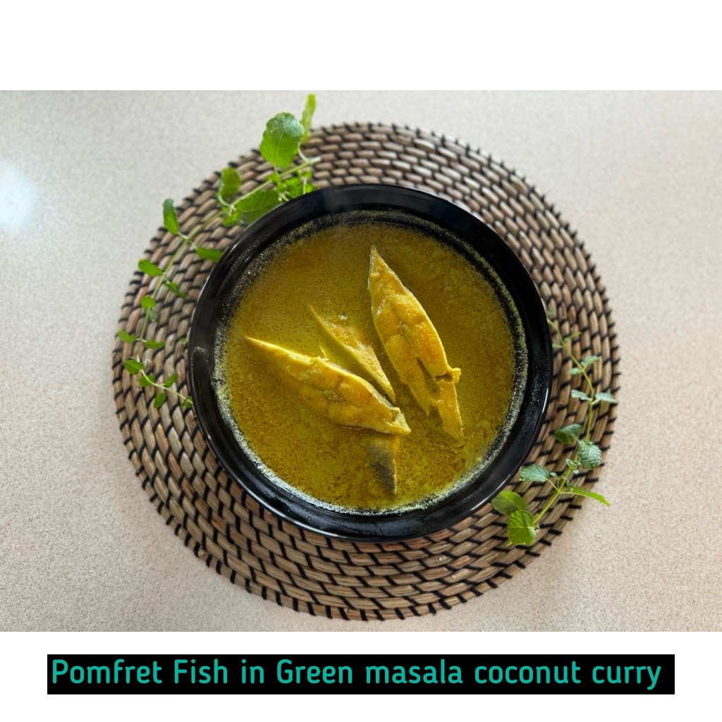 Pomfret Fish in Green masala Coconut&nbsp;curry